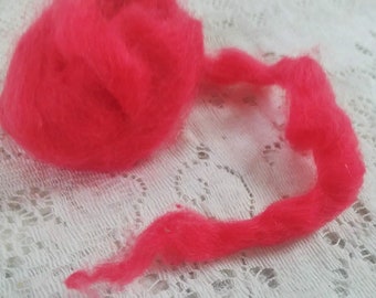 Hand Combed Alpaca Top Cherry Red Hand Dyed Roving 2 oz.