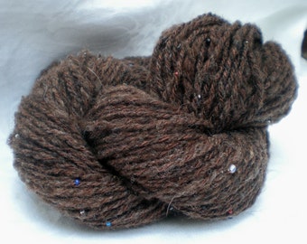 MAHOGANY DREAM beaded Romney wool yarn 112 yards