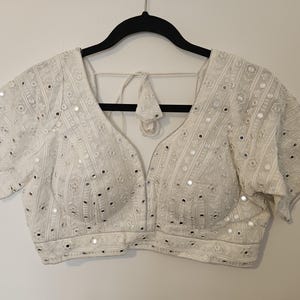 White Sari Blouse/ Sari Blouse/ White Blouse/ Indian Sari Blouse/ Lehenga Blouse/ Choli / Women's Sari Blouse, short sleeve blouse