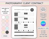 Editable Photography Client Contract PDF Canva Wedding Photography Agreement Form Photographer Event Template Printable