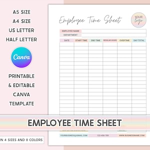 Timesheet für Mitarbeiter Bearbeitbare Time Tracker-Vorlage für Mitarbeiter
