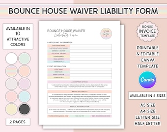 Editable Bounce House Liability Waiver Printable House Rental Agreement Template Release Form Legal Protection