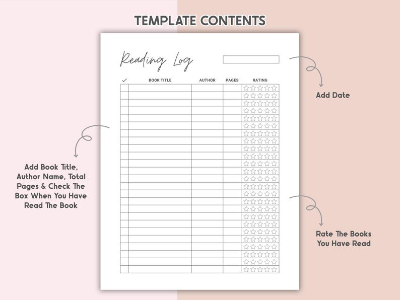 Reading Log Printable Journal Page Reading Tracker Books I've Read This ...