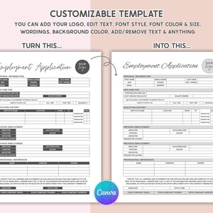 Employee Application For Employment Editable Employment Application Template Printable Job Application Form 1 Page Job Application Template HR Template