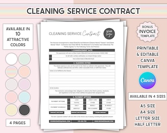 Cleaning Service Contract Editable Template Canva Cleaning Services Agreement Form Colorful Commercial Clean Proposal