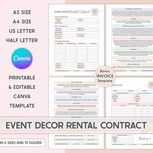 Event Decor Rental Contract Editable Party Wedding Rental Decor Contract Event Equipment Rental Agreement Event Decorations Rental Forms PDF