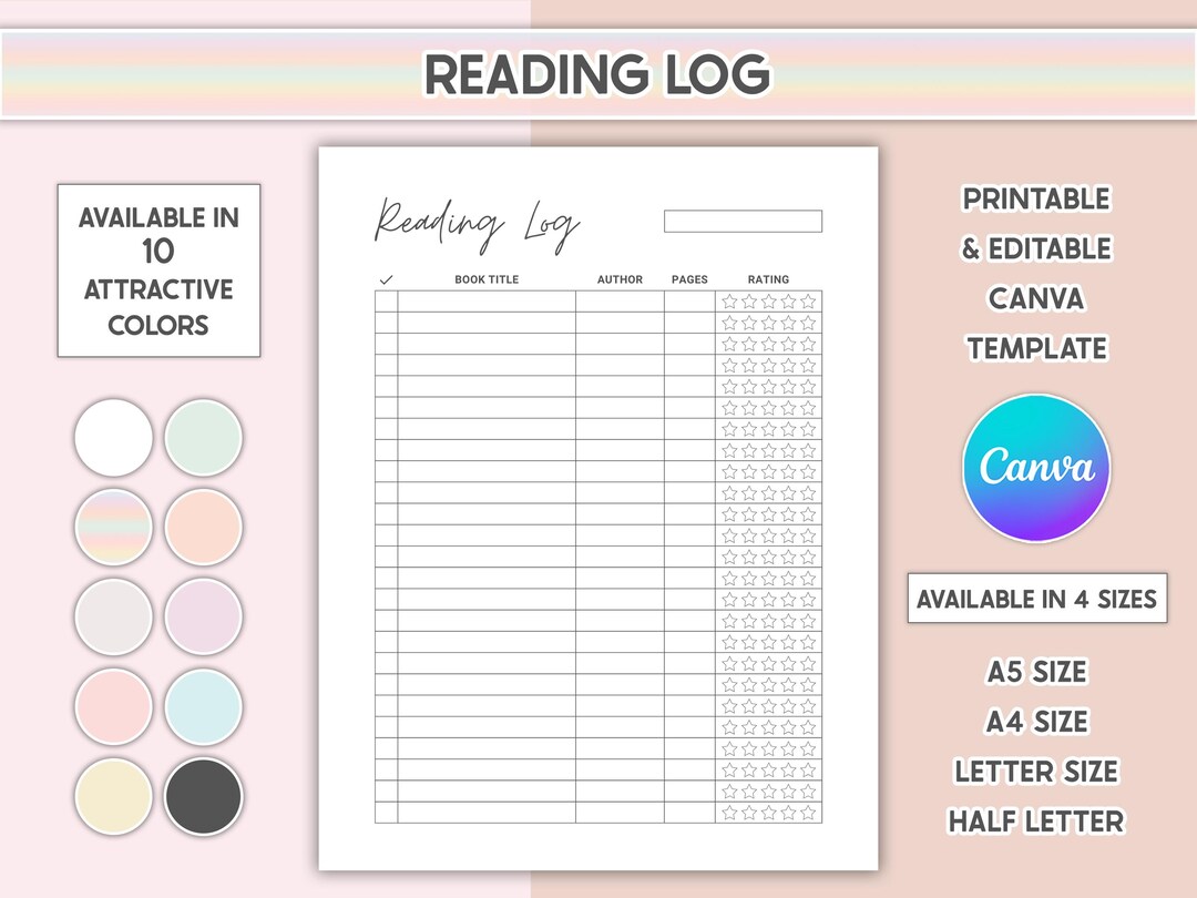 Reading Log Printable Journal Page Reading Tracker Books I've Read This ...