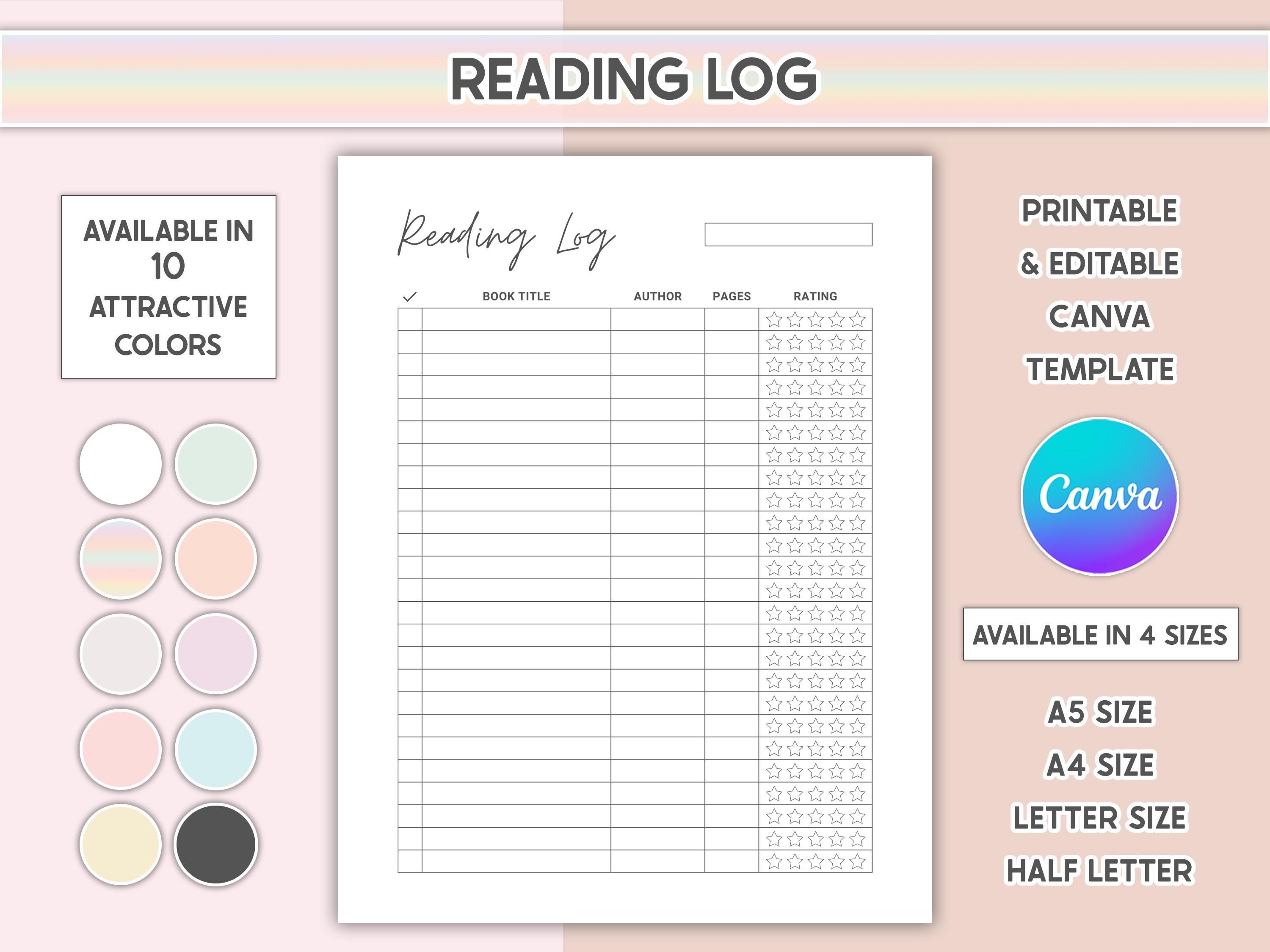 Reading Log Printable Journal Page Reading Tracker Books I've Read This ...