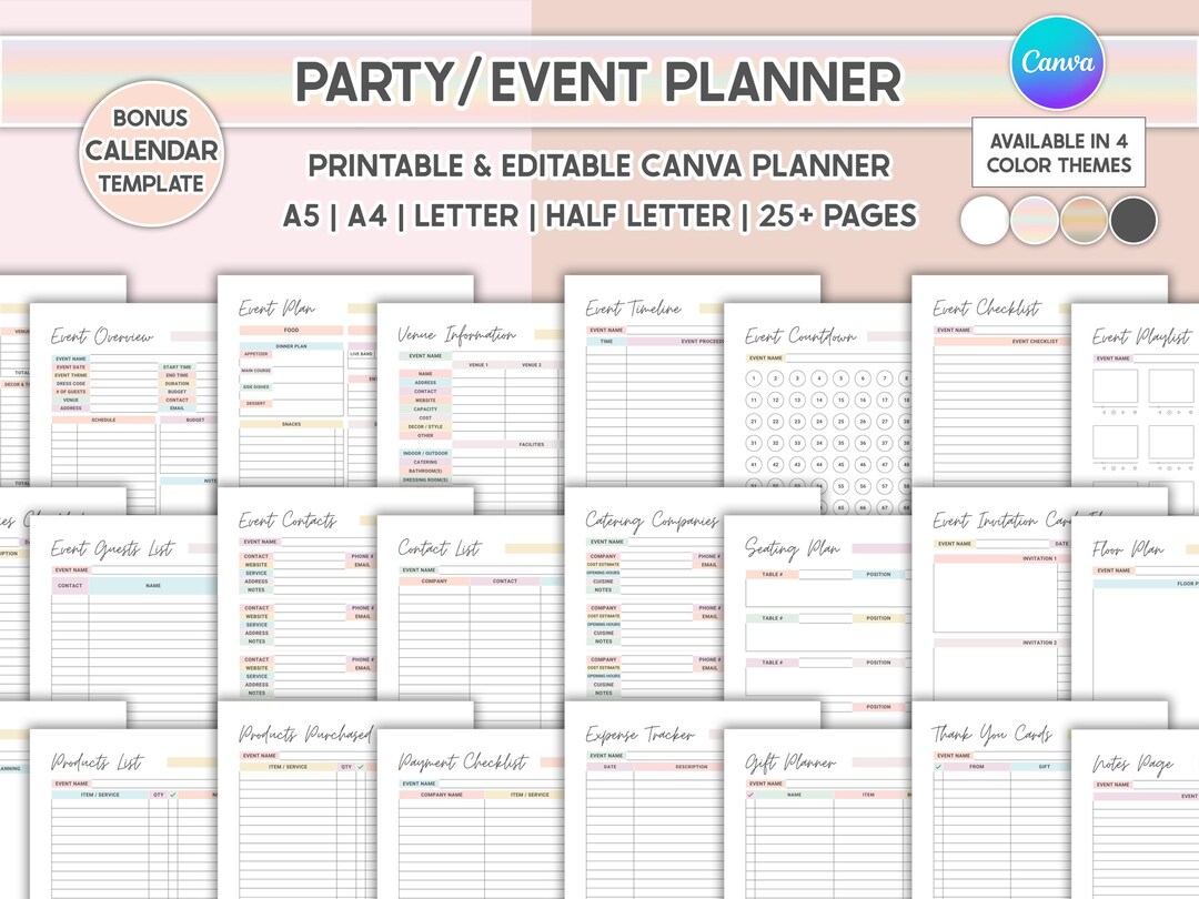 Event Planner Printable Party Planner Bundle Editable Party Event ...