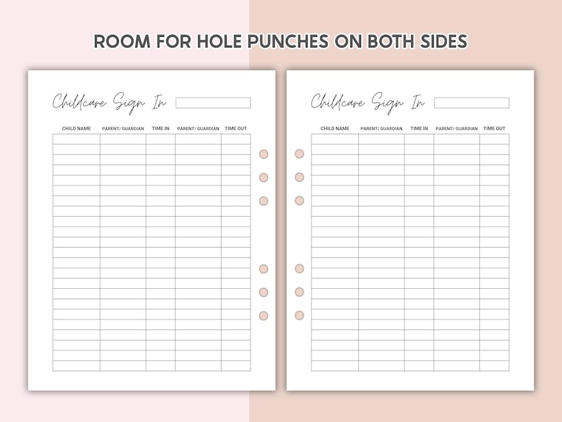 Editable Childcare Sign in Printable Daycare Sign-in & Sign-out Sheet ...