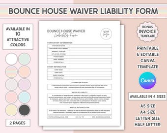 Editable Bounce House Liability Waiver Printable House Rental Agreement Template Release Form Legal Protection