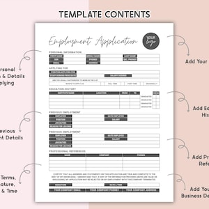 Employee Application For Employment Editable Employment Application Template Printable Job Application Form 1 Page Job Application Template HR Template