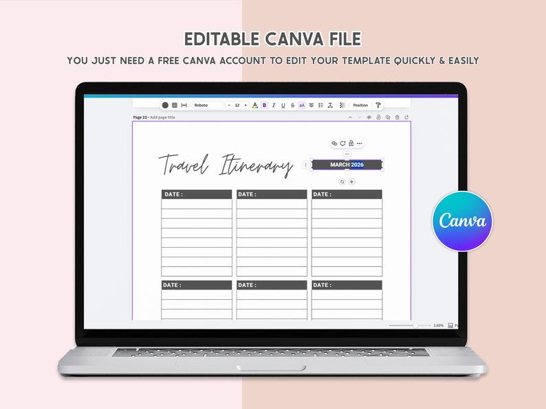 Editable Travel Itinerary Template Minimalist Vacation Planner ...