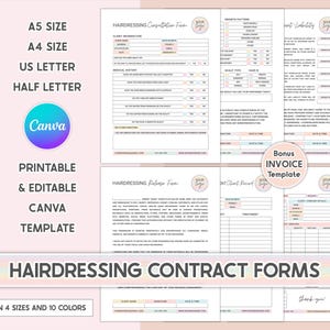 Hairdressing Consultation Forms Editable Hair Contract Hair Client Consult Form Hair Forms Hairdressing Business Form Hairdressing Templates