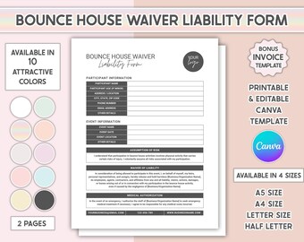 Editable Bounce House Liability Waiver Printable House Rental Agreement Template Release Form Legal Protection