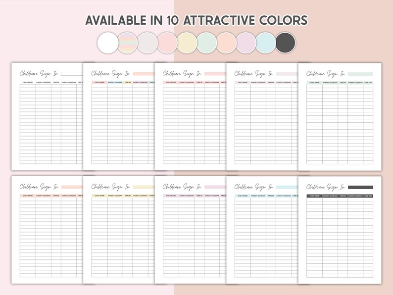 Editable Childcare Sign in Printable Daycare Sign-in & Sign-out Sheet ...