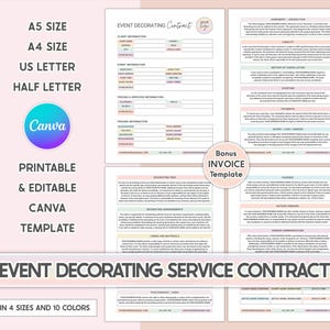 Editable Event Decorating Contract Template (Canva)