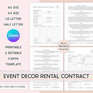 Modello di contratto di noleggio di decorazioni per eventi: moduli modificabili (download PDF, Canva)