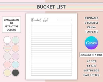 Bucket List Printable Journal Page Life Goals Planner Goal Tracker To Do List Template