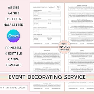 Editable Event Decorating Contract Template: Event Planner Service Agreement (Digital Download)