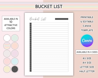 Bucket List Printable Journal Page Life Goals Planner Goal Tracker To Do List Template