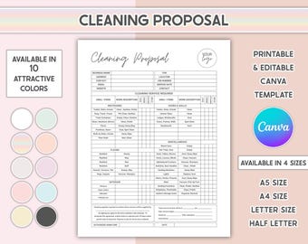 Editable Cleaning Proposal Template Printable Clean Checklist Cleaning Service Business Form Housekeeping Estimate Sheet