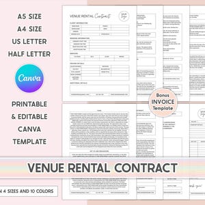 Editable Event Venue Rental Contract Template (Digital Download)