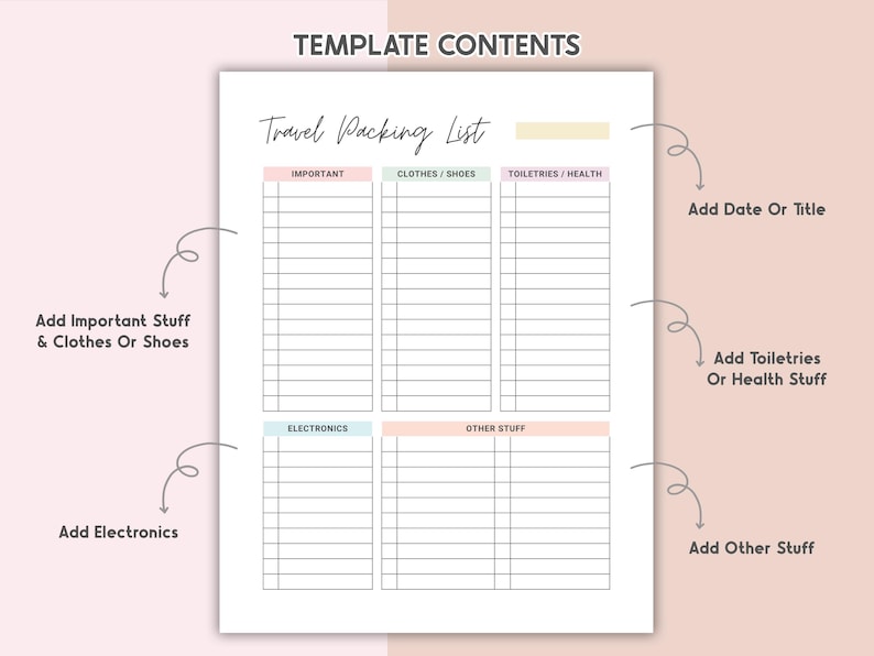 Canva Editable Travel Packing List Template Packing Checklist Printable ...