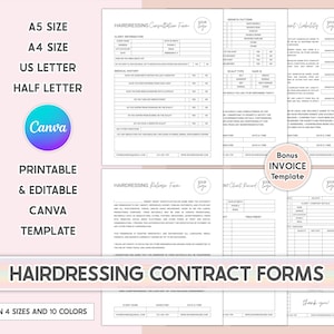 Hairdressing Consultation Forms Editable Hair Contract Hair Client Consult Form Hair Forms Hairdressing Business Form Hairdressing Templates