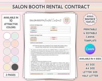 Salon Booth Rental Agreement Template Canva Editable Salonbooth Contract Printable Salon Station Lease Form
