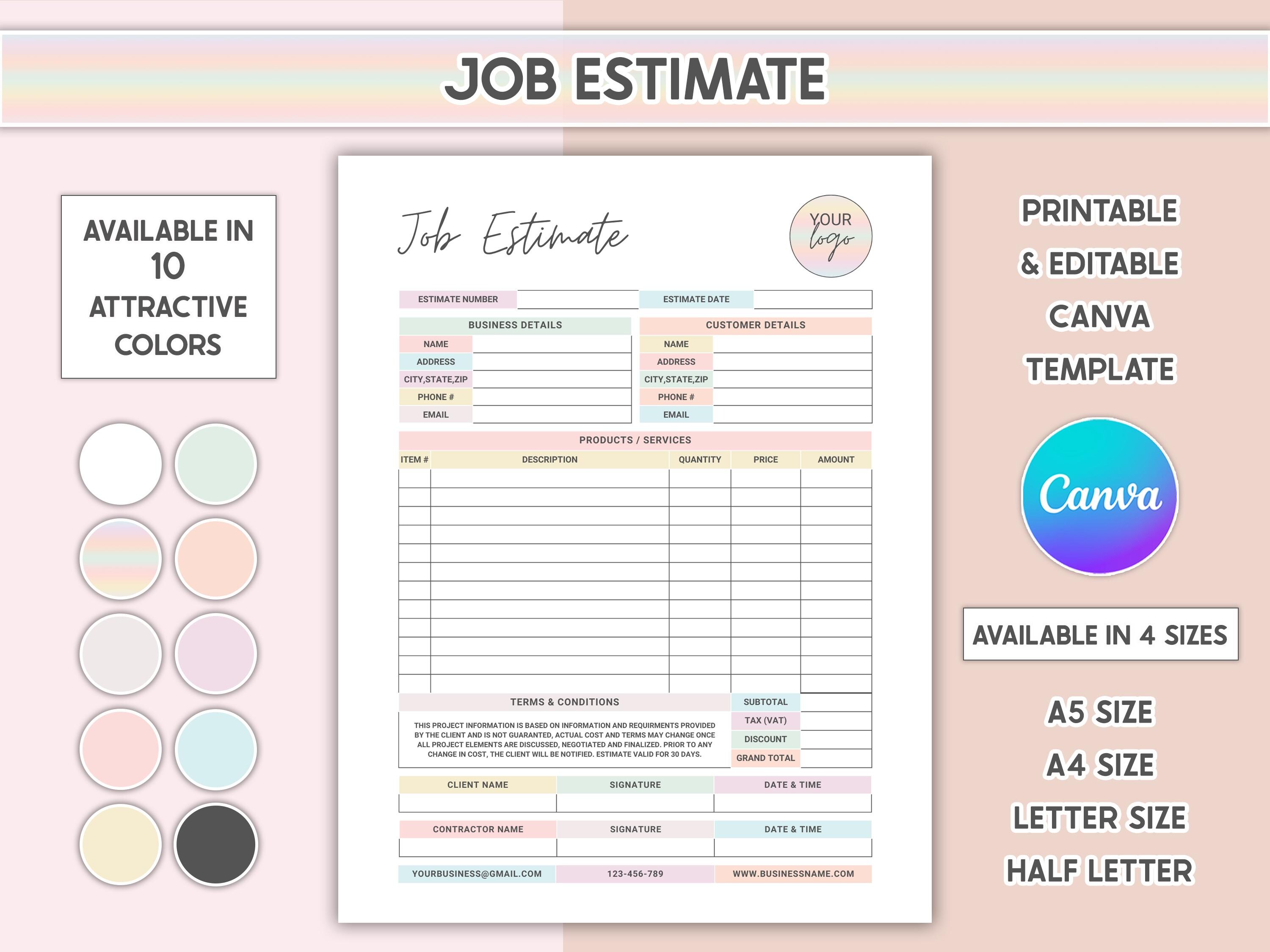 うち様　オーダーページ Canva 編集可能な作業見積テンプレート 印刷可能な提案書 請負業者見積