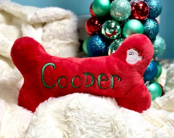 Dog Toy-Squeaky Bone - Christmas-Santa Face