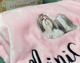 Shih Tzu Blanket-Embroidered Dog Blanket-Personalized