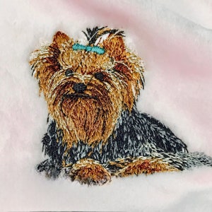 Embroidered Yorkshire Terrier Dog Blanket: Personalized Yorkie Gift