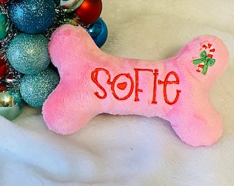 Dog Toy-Squeaky Bone - Christmas-Candy Cane-Peppermint