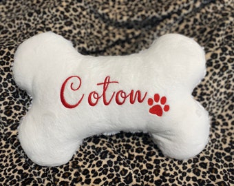 Christmas Dog Pillow: Personalized Bone-Shaped Minky Pet Pillow