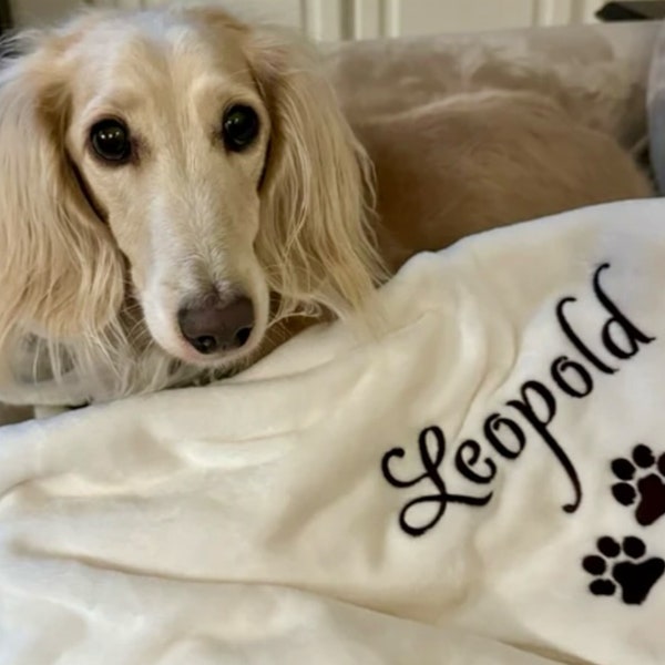 Dog Blanket-Personalized-Embroidered-Paw Prints