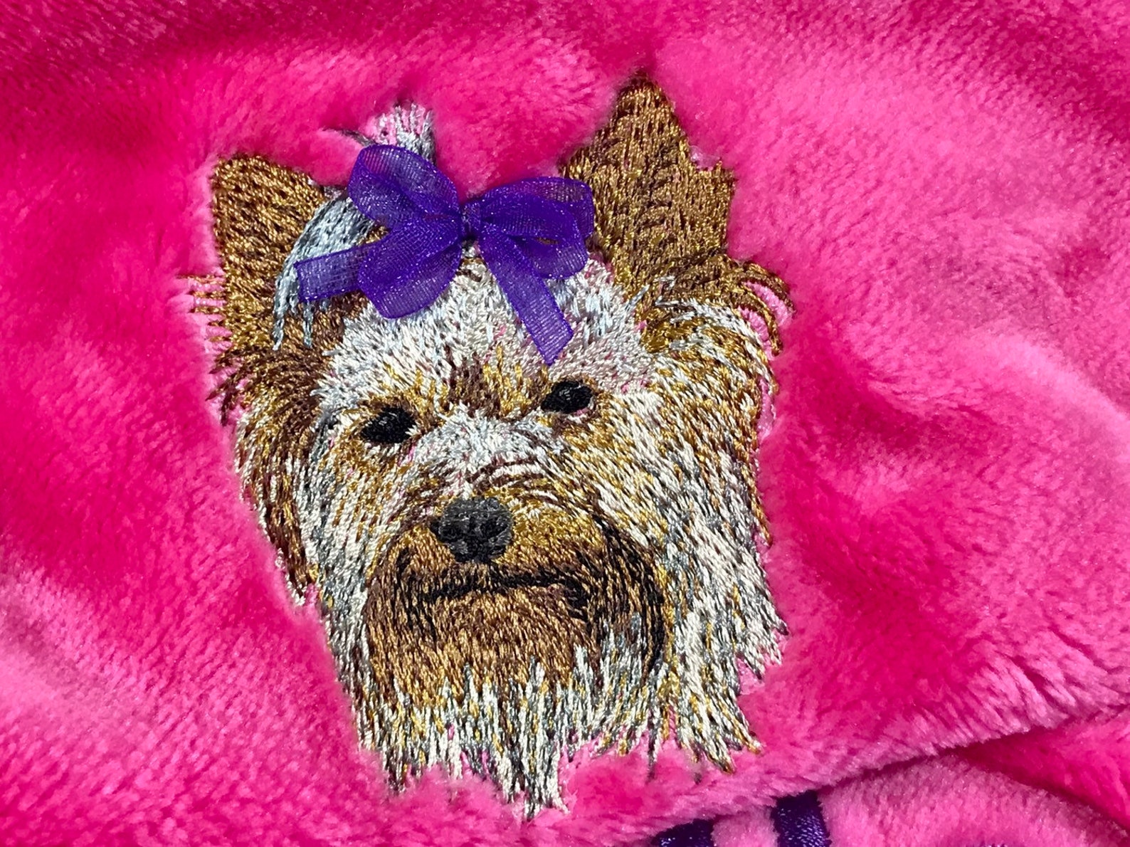 Yorkie With Top Knot Dog BlanketEmbroidered Etsy