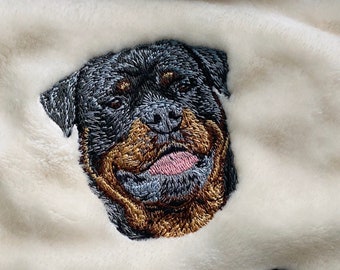 Embroidered Rottweiler Blanket - Personalized Oversized Micro Fleece