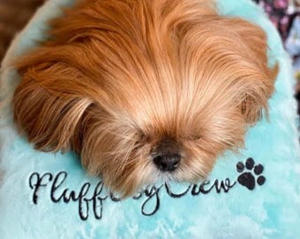 Top Knot Pillow-Grooming Pillow-With Paw Print Embroidery-Personalized