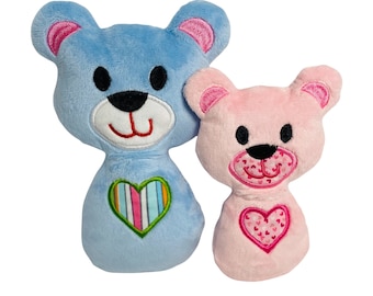 Dog Toy-Love Teddy Bear-Handmade-Crinkle-Squeaker-Valentine's Day Dog Toy