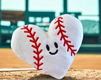 Heart‑Shaped Baseball Plush Dog Toy