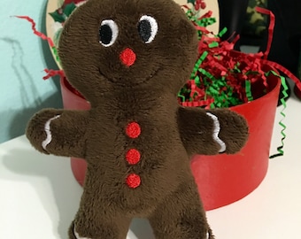 Gingerbread Boy or Girl Stuffie-Plushie with Squeaker Dog Toy