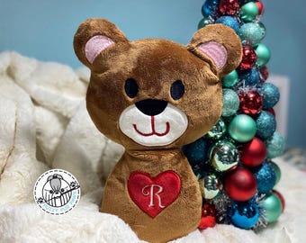 Handmade Minky Teddy Bear Dog Toy: Valentine or Christmas Gift with Squeaker