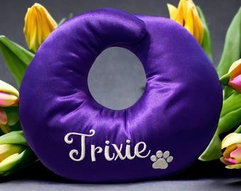 Satin Top Knot Pillow, Dog Grooming Pillow,Round Style, Embroidered,Personalized,Handmade
