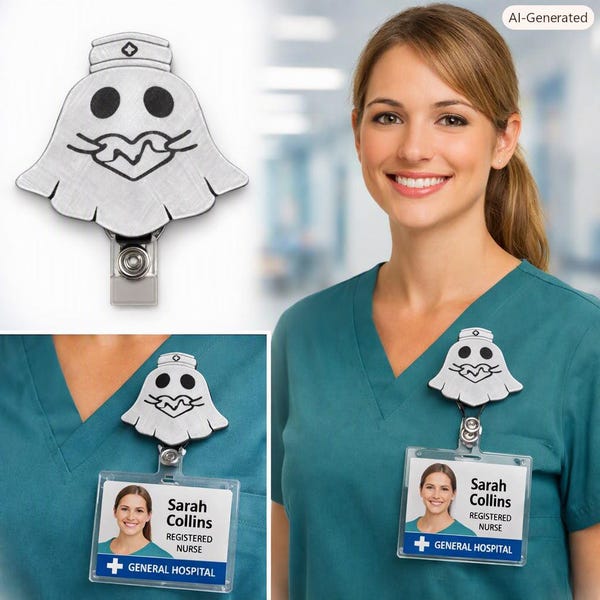 Ghost Nurse Badge Reel Cover | 3D Print STL | Digital Download | No Physical Item