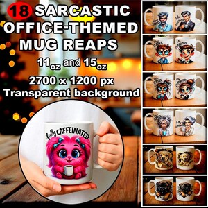 Sarcastic Coffee Mug Bundle | Funny Office Mug Wrap Collection | Office Life Funny Print | Funny Coffee  | ceramic Cute Puppy