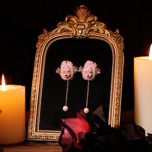 Handmade Creepy Doll Head Earrings: Gothic Clay Jewelry