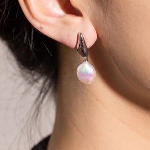 Real Freshwater Baroque Pearl Earrings｜Stud Earrings｜Sterling Silver Earrings｜Handmade Nature Pearl Earrings｜Mothers day Gift