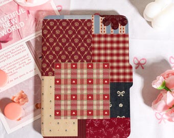 Geruite collage Kindle-hoes met draagriem, Kindle 6/6,8/7 inch hoesje, Kindle Kobo Paperwhite 12e/11e hoesje, Kindle 12/11/10, Kobo-hoesje 2025